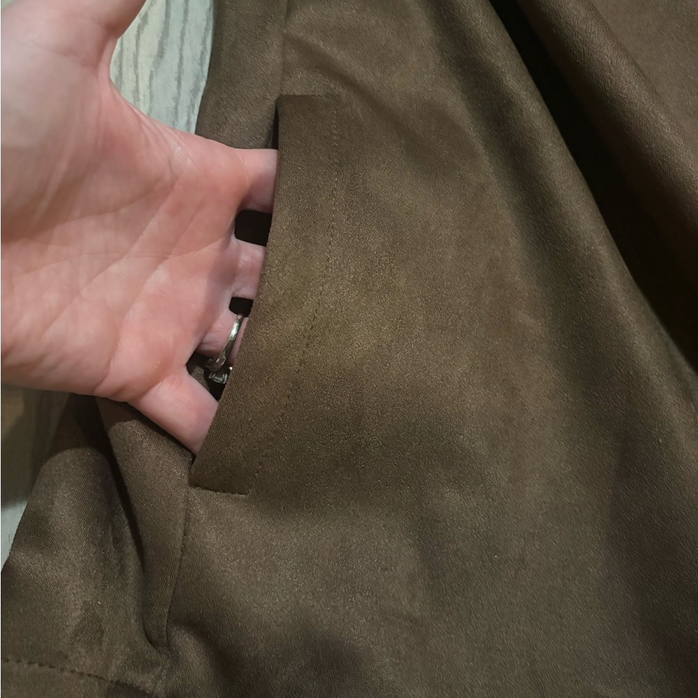 PILCRO Tillie Relaxed Fit Faux Suede Brown Jacket Size Large - Picture 9 of 9